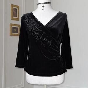 Velvet Beaded Floral Fairy Top Whimsigoth Boho Y2K